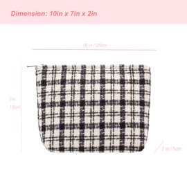 PAZIMIIK Makeup Bags for Purse Zipper Cosmetic Pouch Large Travel Canvas Make Up Organizer Tool Pouch for Women and Girls,Plaid Black