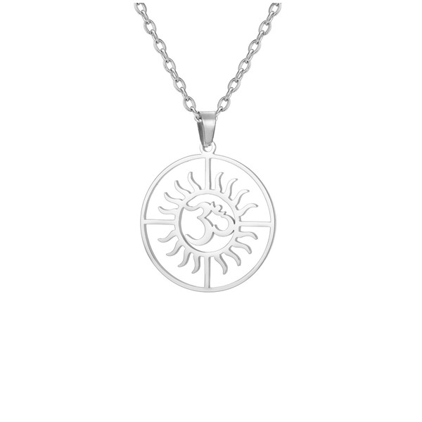 UNIFT Om Sun Necklace for Women Men Stainless Steel Sun