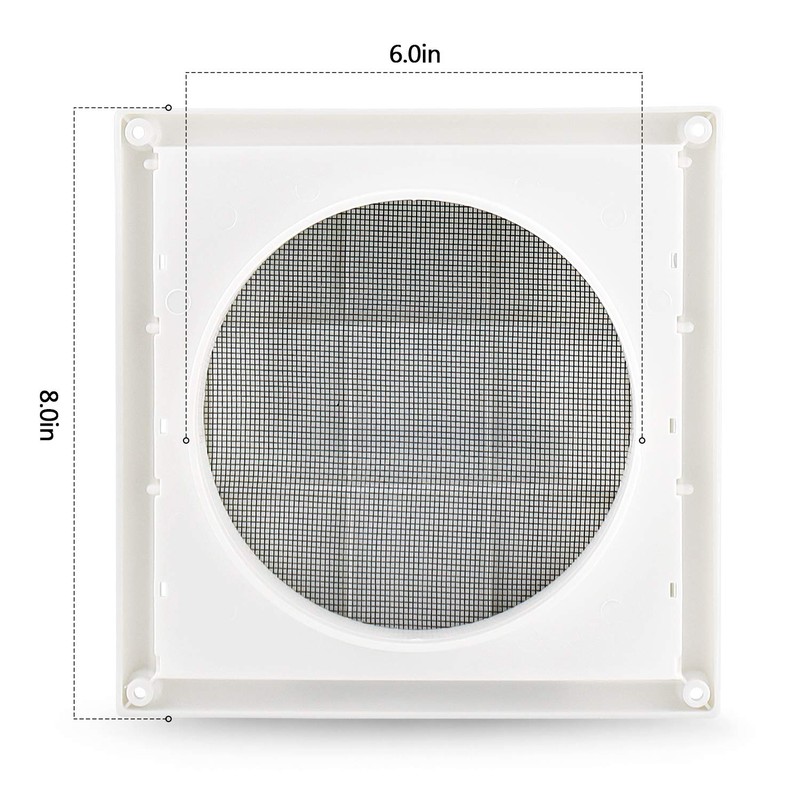 Funmit 6" Louvered Vent Cover 8" x 8" Oversize Outside