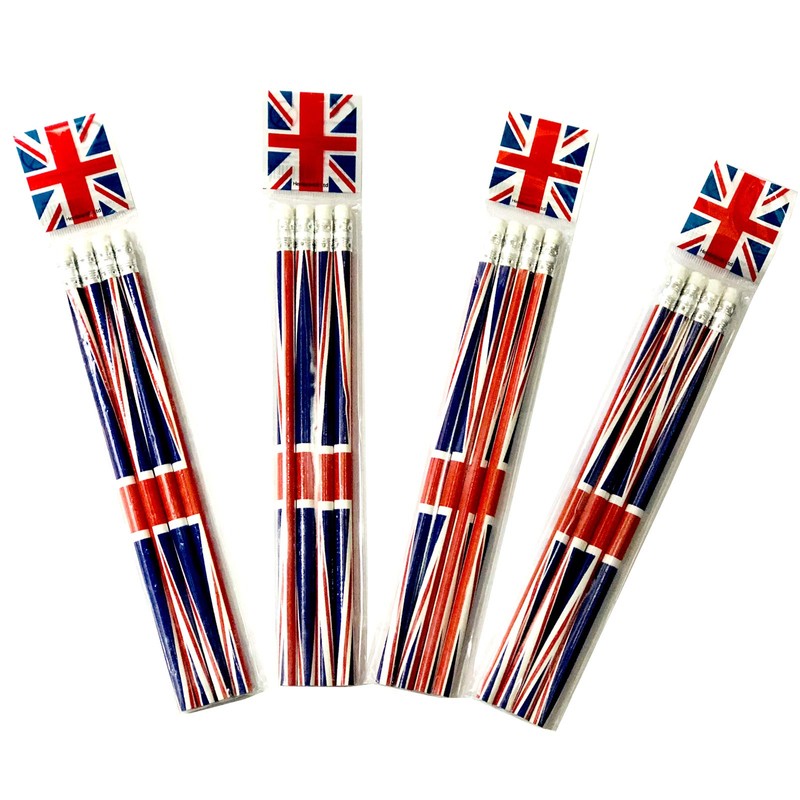 HENBRANDT 16 Union Jack Pencils with Eraser Souvenir Collectable