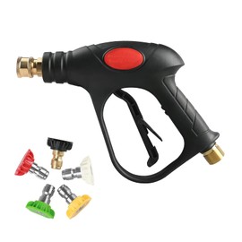 CHAVOR High Pressure Washer Short Gun, Power Washer Gun Kit, 5 Spray Nozzles and M22-14 Brass Inlet, 3000 PSI