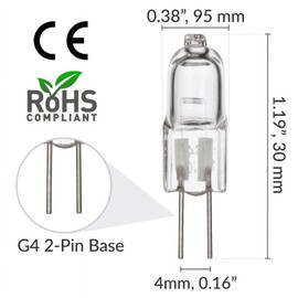 Xinjincang 10Pcs Warm White Halogen Light Bulbs, 12V 20W Dimmable G4 Bulb, T3 Bi-Pin G4 Base Halogen Bulb, Capsule Xenon Lamp, JC Type G4 Light Bulbs for Under Cabinet Puck Light, Chandeliers, 2800K