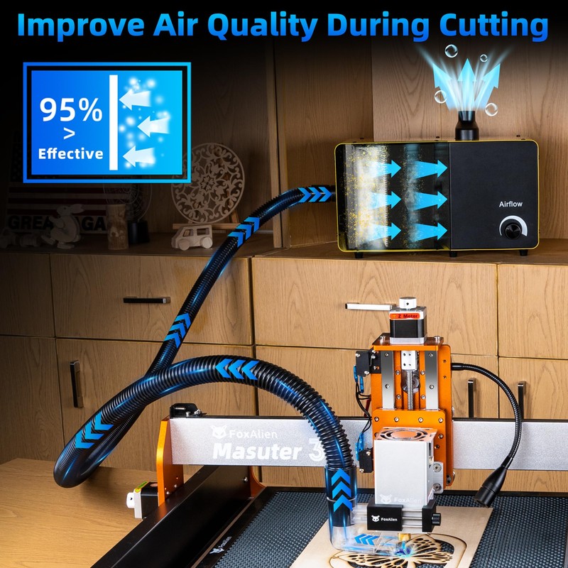 FoxAlien Smoke Extractor for CNC Milling Machine, Compatible with HFS-800