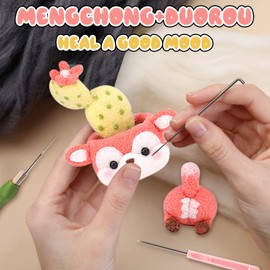 Needle Felting Kit, Wool Felting Doll Making Needle Felting Kit, Animal Needle Felting Starter Kit with Instructions, Felting Wool and Felting Tools, Felting Kits for Beginners, Adults, DIY Crafts6pcs