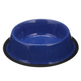 Neater Pet Brands - Outdoor Camping Style Pet Bowl - Enamel Ware Blue Black Granite Colors - Dog Cat No Tip Skid Bowls (32 oz, Blue)