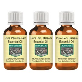Devprayag Pure Peru Balsam Essential Oil (Myroxylon pereirae) Natural Therapeutic Grade Steam Distilled (Pack of Three) 100ml X 3 (10 oz)