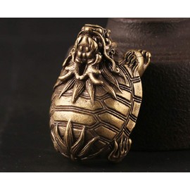 DMtse Chinese Feng Shui Brass Mini Cute Dragon Turtle Decor Statue Figurines Sculpture Collectibles for Avoiding Evil & Keeping Peace Gift Mascot