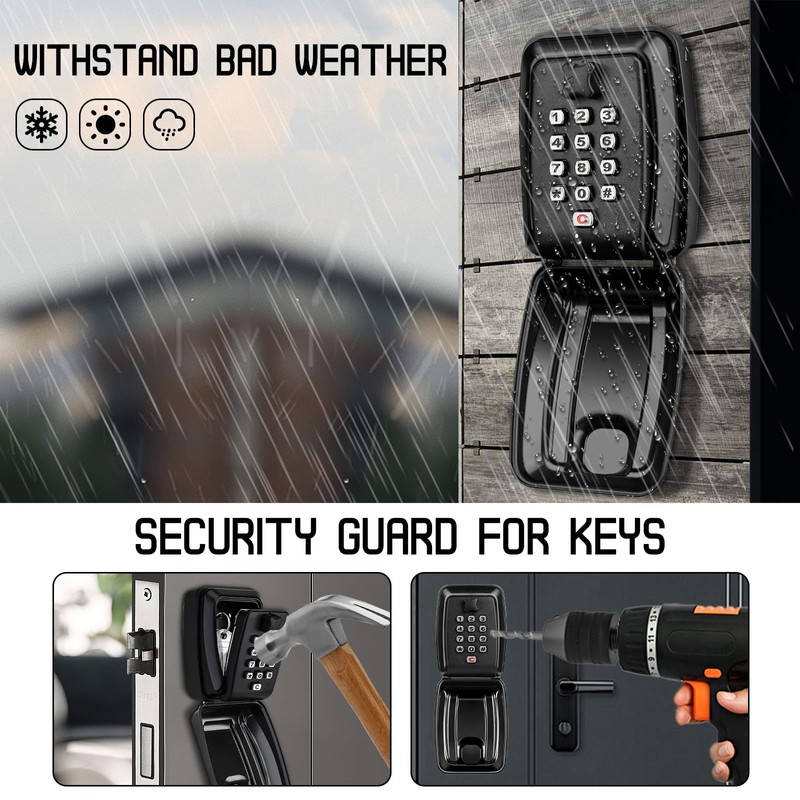 Kizaten Wall Mounted Key Safe, Key Lock Box with Resettable