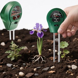 Bodentester, 3-in-1 Bodenmessgeräte für Bodenfeuchte, PH, Feuchtigkeit und Licht, Feuchtigkeitsmessgerät Pflanzen, PH Wert Messgerät für Garten, Rasen und Topfpflanzen, Keine Batterien Erforderlich