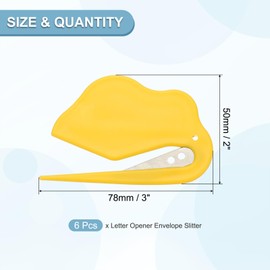 PATIKIL Letter Opener Envelope Slitter, 6Pcs Mail Slitter Safe Mail Opener for Women Paper Postal Package Home Office, Yellow