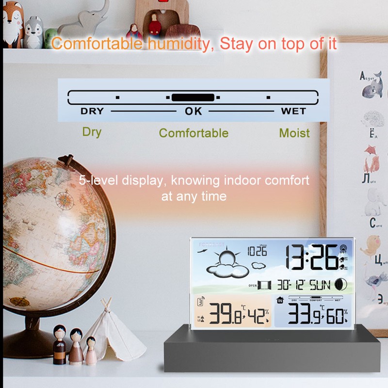 Digital Alarm Clock Temperature Humidity Weather Forecast Electronics Desktop Table