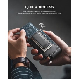 VULKIT Mens Wallet Card Holder Pop Up Card Wallet Slim Leather RFID Blocking Minimalist Wallet with Money Clip Espresso