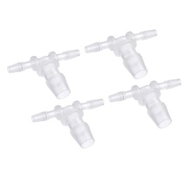 M METERXITY 4 x Hose Fittings 4 x 10 x 4 mm ADT Piece Plastic Pipe Connector for Fuel Water Transparent (T-Shape 3 Way)