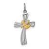 Solid 925 Sterling Silver Pendant & Vermeil Dove Cross Charm