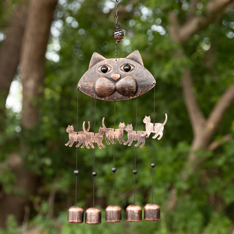 VP Home 20" H Fancy Cat Wind Chimes for Outside