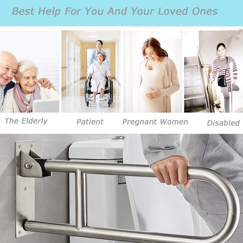 FlySkip Fold Down Grab Bar - 24" Stainless Steel Flip-Up