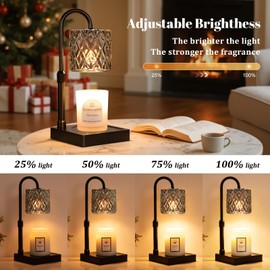 Dark Grey Candle Warmer Lamp with Timer -Dimmable Adjustable Height Wax Melt Warmer for Jar Candles,Vintage Home Decor with Elegant Clear Glass,Birthday Gifts for Women, Mom, Friend, Sister