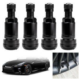 Pack of 4 Aluminium Universal Valves, Curved Valve for Rims 11.3 mm, Black Metal Valve, Tyre Valve, Universal Metal Valves, Rim Valve Metal, for Cars, Motorcycles, Electric Vehicles