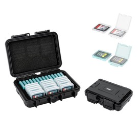 KIWIFOTOS SD Card & CF Express Type A Card Holder Case with Individual Clear Plastic Card Box Protector, Water-Resistance Anti-Shock Anti-Dust Memory Card Storage fits 14x CFA & 18x SD SDXC Cards