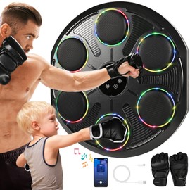 Hlthair Music Boxing Machine for Adults, Maquina De Boxeo Musical Pared, Wall Mounted Electronic Boxing Trainer with Gloves for Home, Gym