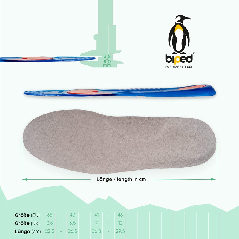biped Gel Insoles for Cutting to Size - Gel Soles