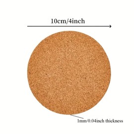 NaYiissi 20Pcs Self Adhesive Cork Coasters, 4"x 4" Round Cork Backing Sheets for Coasters and DIY Crafts Cork Tiles, Cork Mat Cork Board