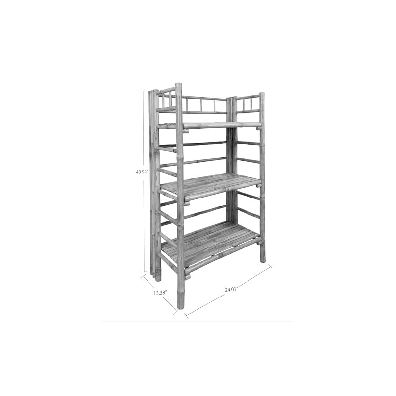 Bamboo Multi-Purpose Freestanding Folding Collapsible 3-Tier Bookcase Shelf