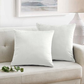 Oxford Homeware Cushion Covers 45 x 45 cm 2 Pack Velvet Square Throw Pillow Cases Decorative White Cushion Cover for Sofa Bedroom Couch Living Room with Invisible Zipper (18 x 18 Inch)