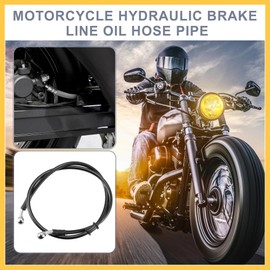REPAIROCK 35.43" Length 10mm ID Motorcycle Hydraulic Brake Line Oil Hose Pipe Stainless Steel Braided Cable for ATV Motocross Sport Bikes Black Auto Replacement Parts