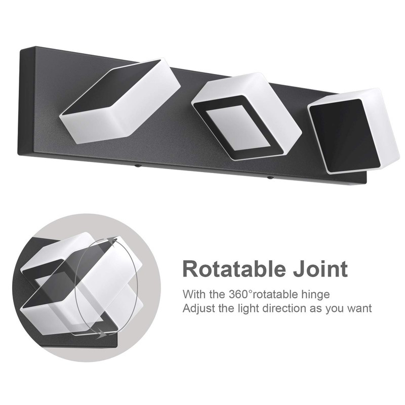 Ralbay LED Modern Black Bathroom Vanity Lights 3 Lights Acrylic