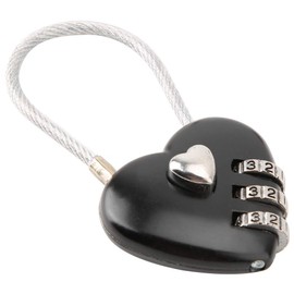 Code Padlock, Couple Padlock, Mini Heart-Shaped Hall Locker Durable Portable for Luggage Backpack Jewelry Box (Black)