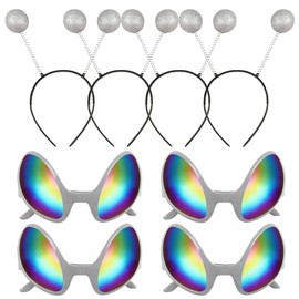 EYUNSTAR 8 Set Alien Glasses and Martain Antenna Headband Boppers, Alien Sunglasses Headbands Party Favors for Adults.