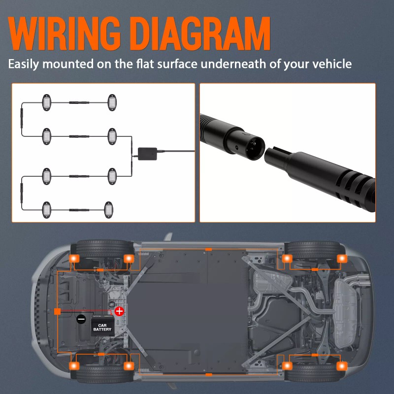 MICTUNING 8Pcs RGB LED Rock Lights Car Underglow Underbody Neon