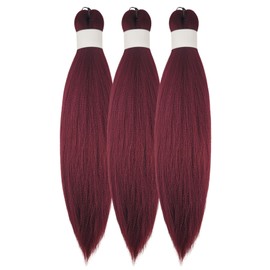 Burgundy Braiding Hair Pre Stretched 16 Inch for Knotless Braids Synthetic Box Braiding Hair for Women