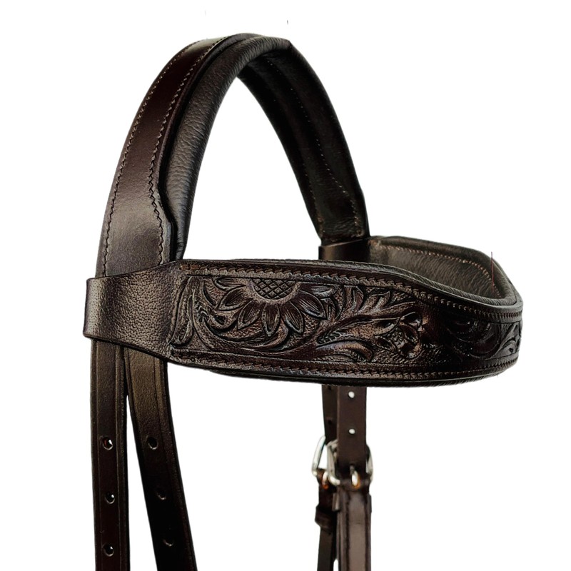 AHS us Natural Toned Leather Sidepull Bitless Bridle with White