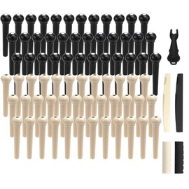 72 Pcs Acoustic Guitar Bridge Pins Guitar String Pegs & Bridge Pin Puller Remover & Saddle Nut Replacement Part Accessories Practical Tools (white+black)