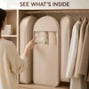 Beige Compression Hanging Garment Bag with Vacuum Seal and Clear