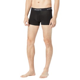 Lacoste Men's Cotton Stretch Essentials Trunks, 5-pack, Black with Black waistbands, X-Large