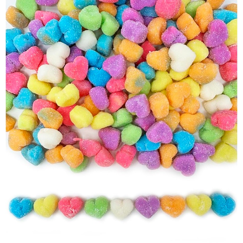 SweetGourmet Heart-Shaped Assorted Fruit Gummy Candy Dusted with Sugar, 1
