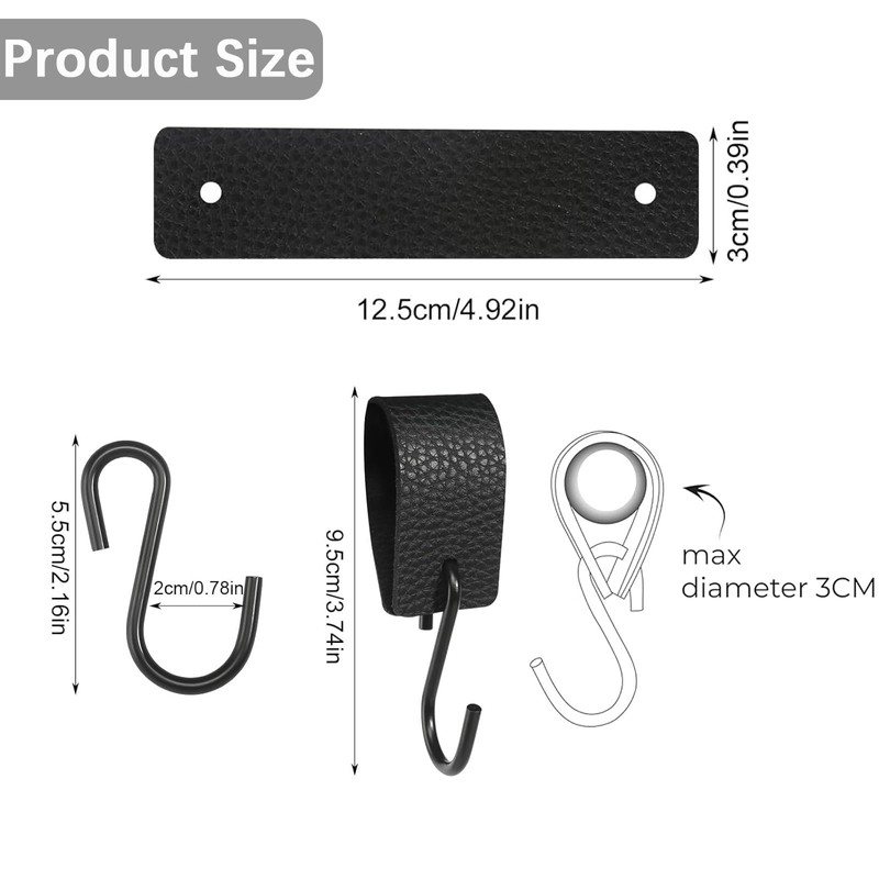 Lxoraziy 6 Pieces Leather S Hooks for Hanging, Stainless Steel