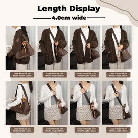 XYJG Vachetta Leather Strap for LV-Neverfull-bag,Double Sided Usable Cowhide Crossbody Purse Strap for Handbag 【43.3inch long, Coated canvas】