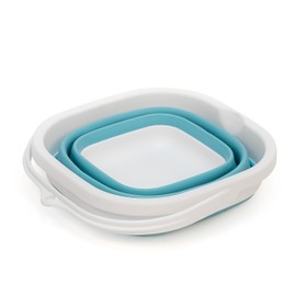 SAMMART 2.6L Super Mini Sqare Collapsible Plastic Bucket - Foldable Square Tub - Portable Fishing Water Pail - Space Saving Outdoor Waterpot (Bright Blue)