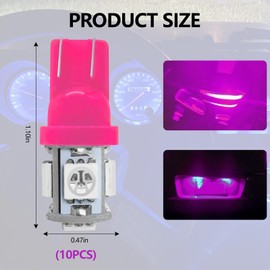 wuyaoyao 10PCS 194 LED Light Bulb, 6000K T10 168 W5W 2825 5SMD 5050 Chips LED Replacement Bulbs, 12V Wedge LED Light Bulb for Car Dome Interior Map Door Courtesy License Plate Lights (Pink Purple)