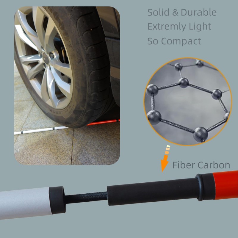 Carbon Fiber Folding Blind Walking Stick with Rolling Tip (One