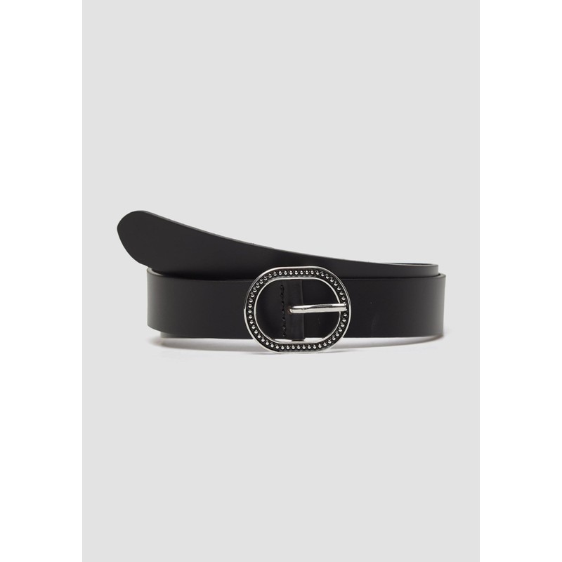 s.Oliver Leather Belt with Decorative Clasp, black