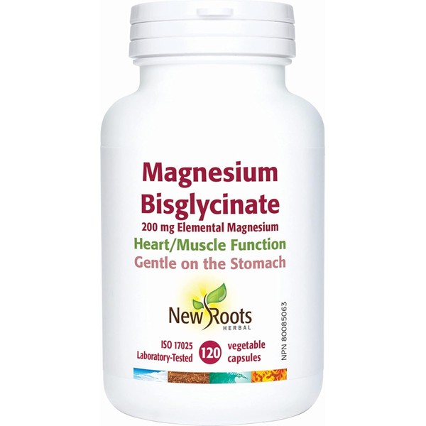 NEW ROOTS HERBAL New Roots Magnesium Bisglycinate 200mg Supplement, 120
