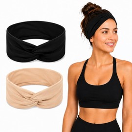 10cm Wide Hair Bands for Women, 2-Piece Set of Stretchy Headbands