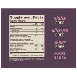 Immunity Mushroom Gummies – Mushroom Supplement w/Reishi, Turkey Tail, Chaga, Lion's Mane, Elderberry, and Echinacea – for Immune Support | Berry Flavor – Sugar Free, Vegan, Gluten-Free, 60 Gummies | Bak Pak