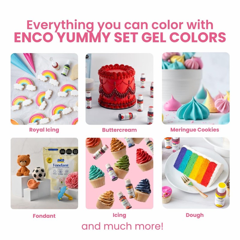 ENCO Yummy Collection 9 Food Coloring Gel Set 1.41 oz