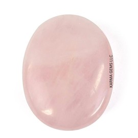 Karma's Gems Natural Oval Worry Stones, Palm Pocket Energy Stone, Healing Crystal, Worry Thumb Stone, Hand Carved Natural Gem Pocket Palm Healing Crystals Chakra Reiki Healing Balancing (Rose Quartz)